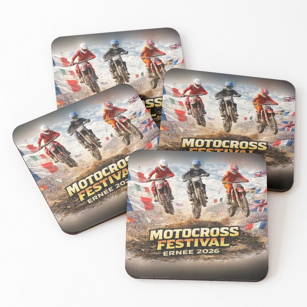 Motocross Festival Ernée 2026 – Riders en plein saut Dessous de verre (lot de 4) 1 work 177538770 dessous de verre lot de 4