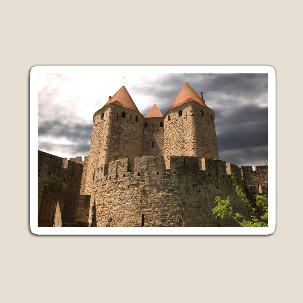 Carcassonne Medieval Castle Dramatic Sky Poster Magnet 1 work 177719998 magnet