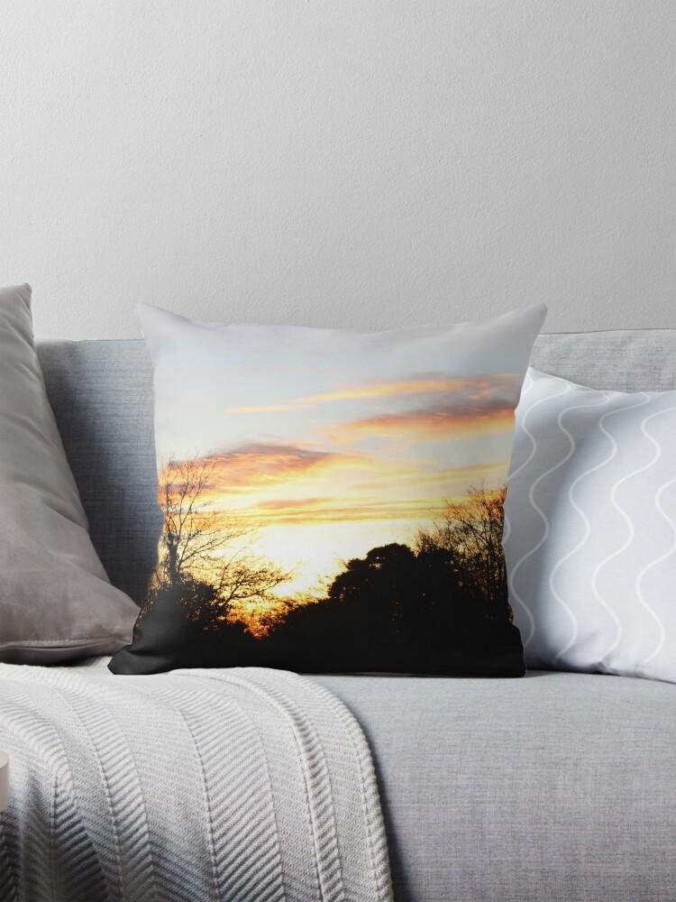 Golden Sunset – Tree Silhouettes Coussin 1 work 177822743 coussin