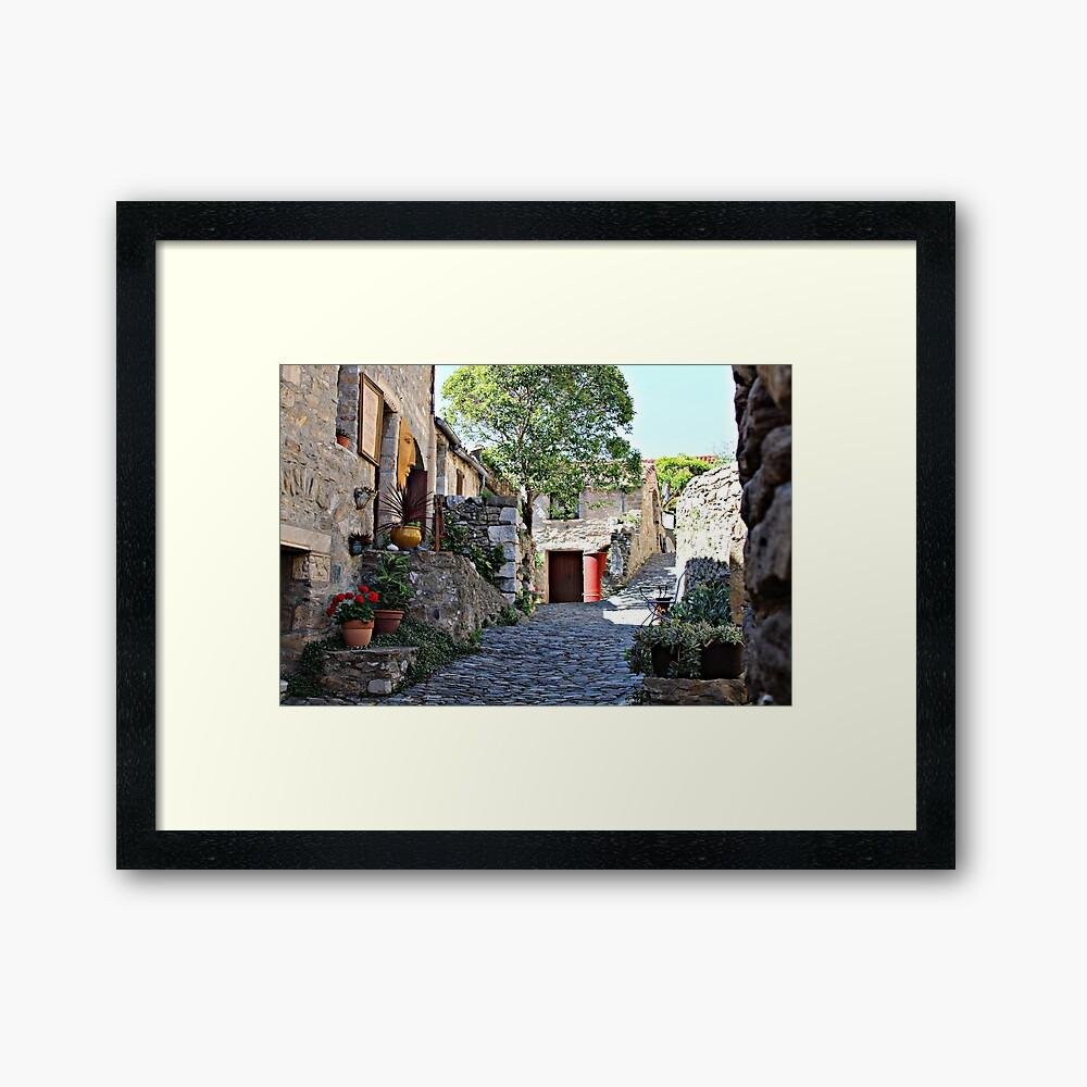 Sunlit Cobblestone Alley in Minerve, France Impression encadrée 1 work 177852031 impression encadree