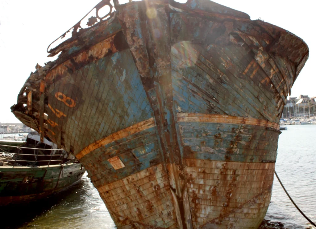 Shipwreck in Camaret-sur-Mer Brittany old fishing boat wreck